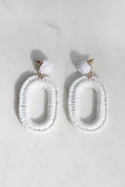 White Beaded Earrings