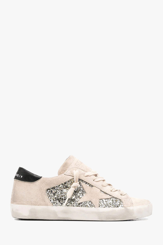 Super-Star Glitter And Suede Upper Suede Toe And Star Nappa Heel