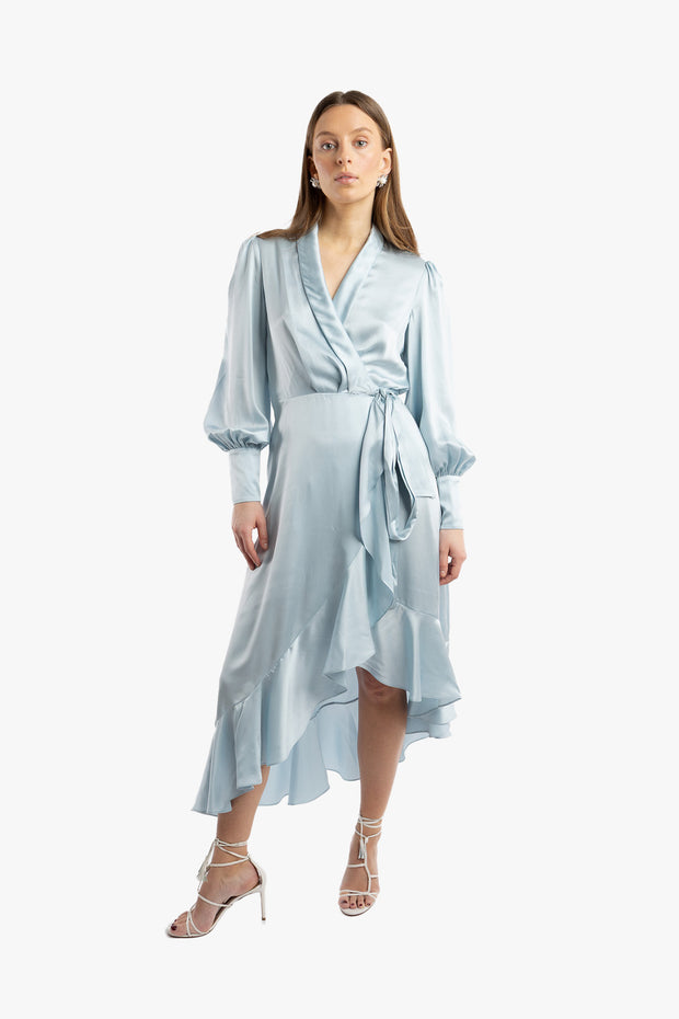 Silk Wrap Midi Dress