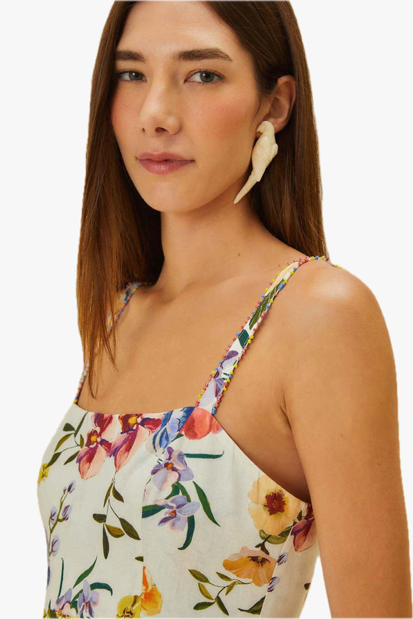 Greek Garden Off-White Sleeveless Maxi Dress