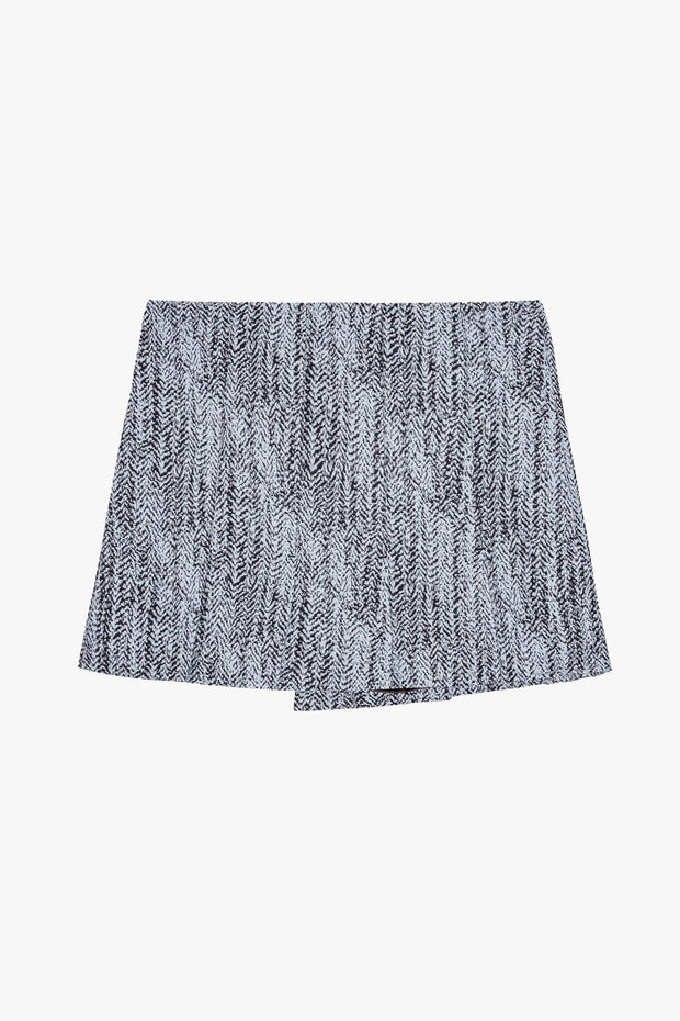 Cotton Tweed Wrap Mini Skirt