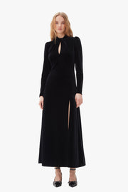 Velvet Jersey Gathered Long Dress