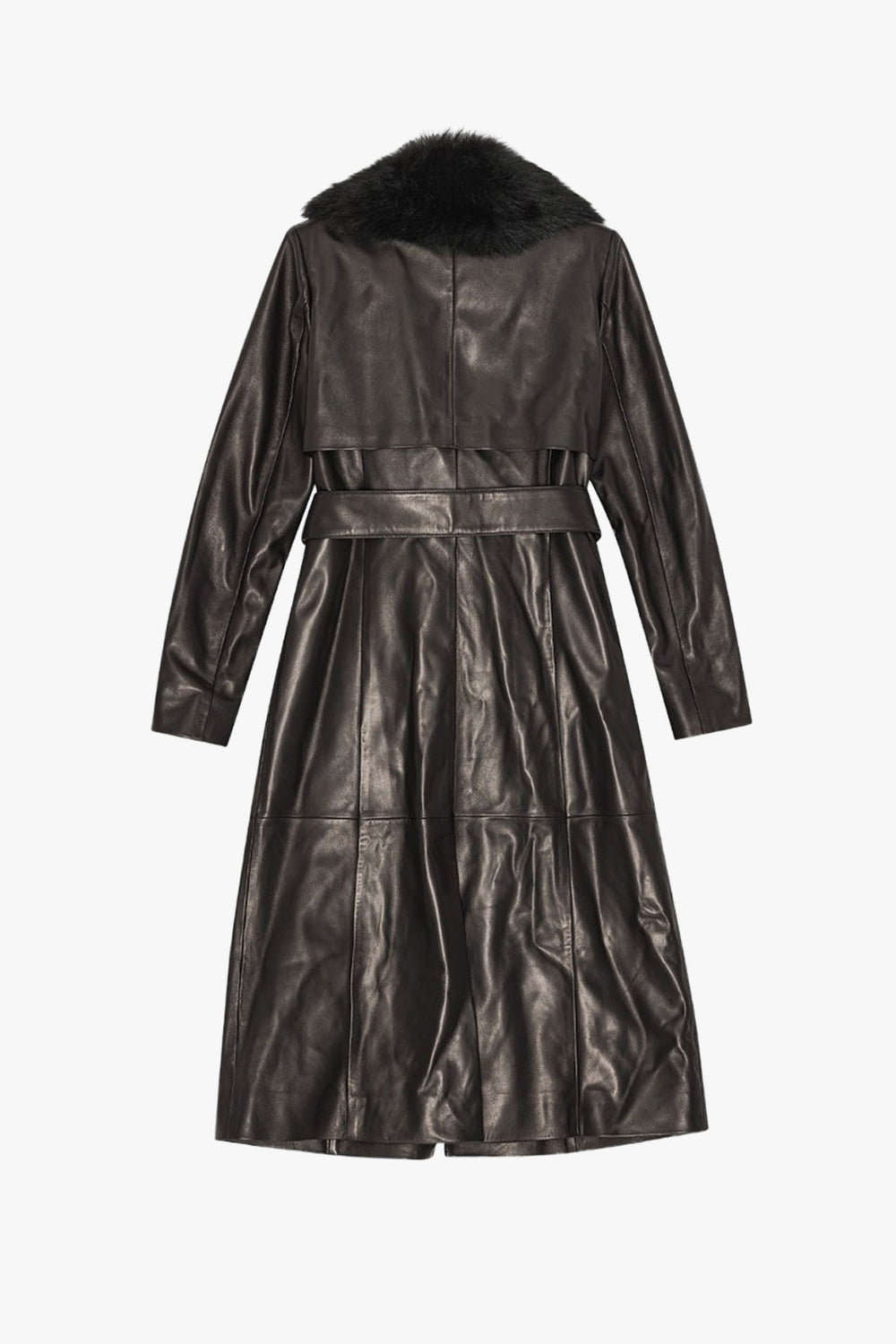 Leather Trench With Fur Collar