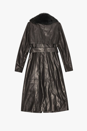 Leather Trench With Fur Collar