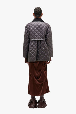 Shiny Quilt Midi Jacket W. Flare