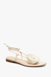 Wrap Around Flat Flower Sandals Satin