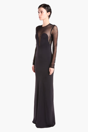 Bi-Material Draped Gown