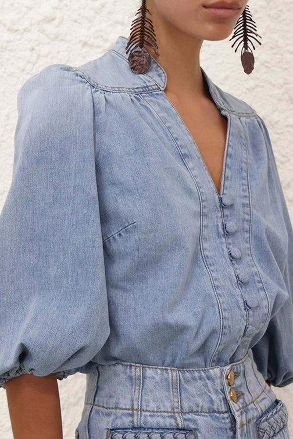 Lucky Denim Blouse