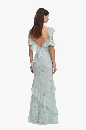 Mint Embroidered Georgette Maxi Dress