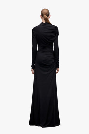 Long Sleeve Shoulder Drape Gown