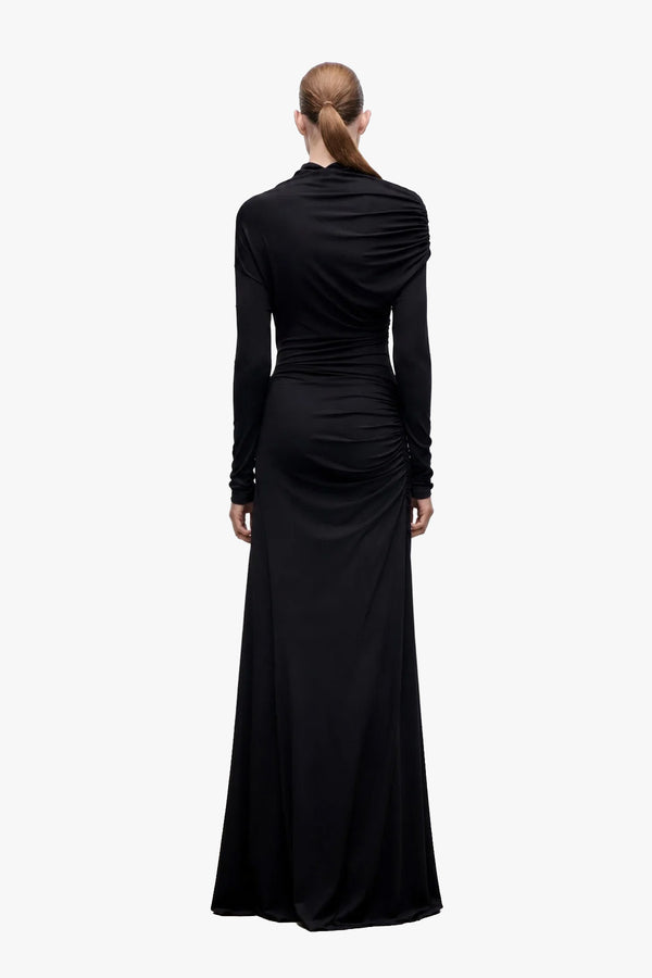 Long Sleeve Shoulder Drape Gown
