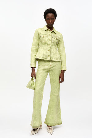 Foil Overdyed Denim Fitted Blazer