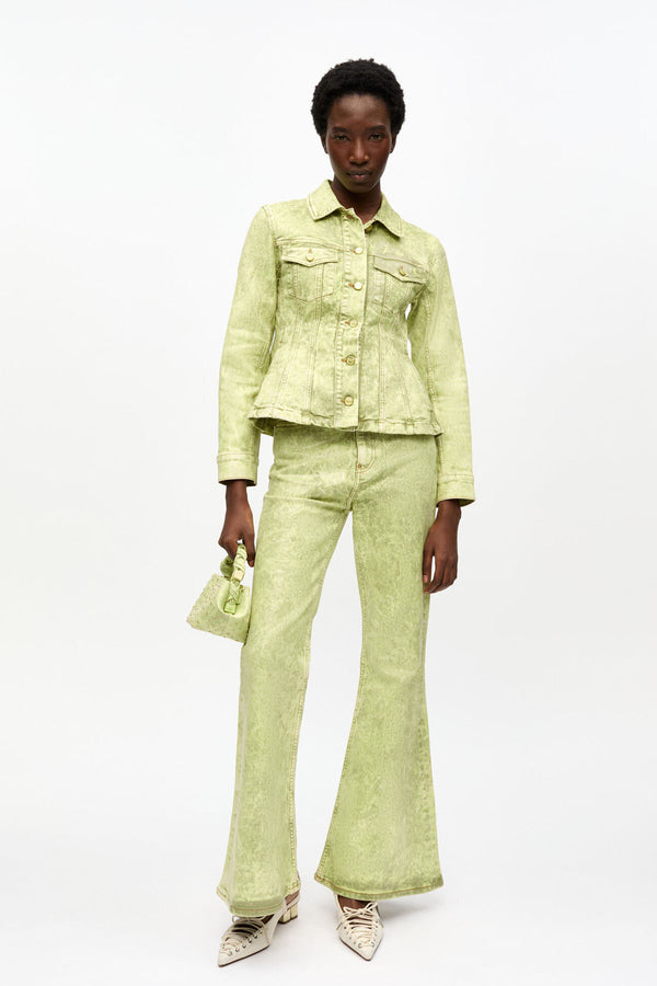 Foil Overdyed Denim Fitted Blazer