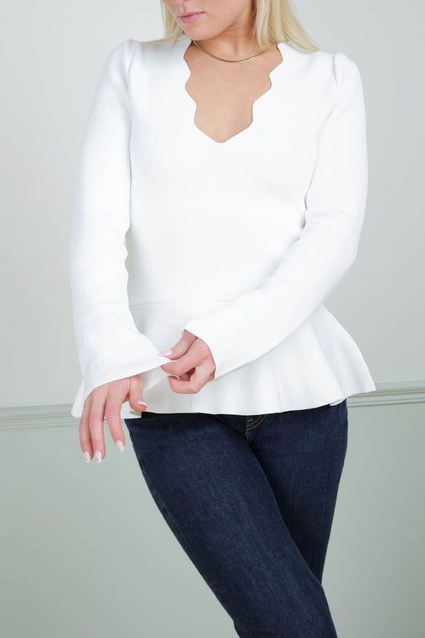 Scalloped Peplum Top
