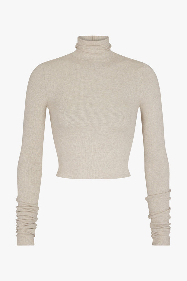 Cropped Fitted Turtleneck Top