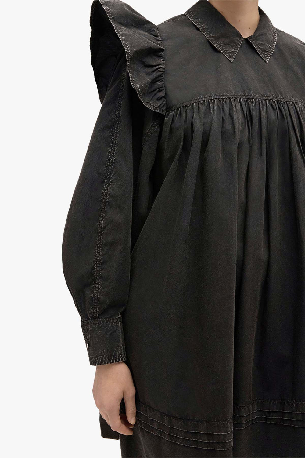 Garment Dyed Cotton Mini Frill Dress