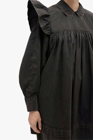 Garment Dyed Cotton Mini Frill Dress