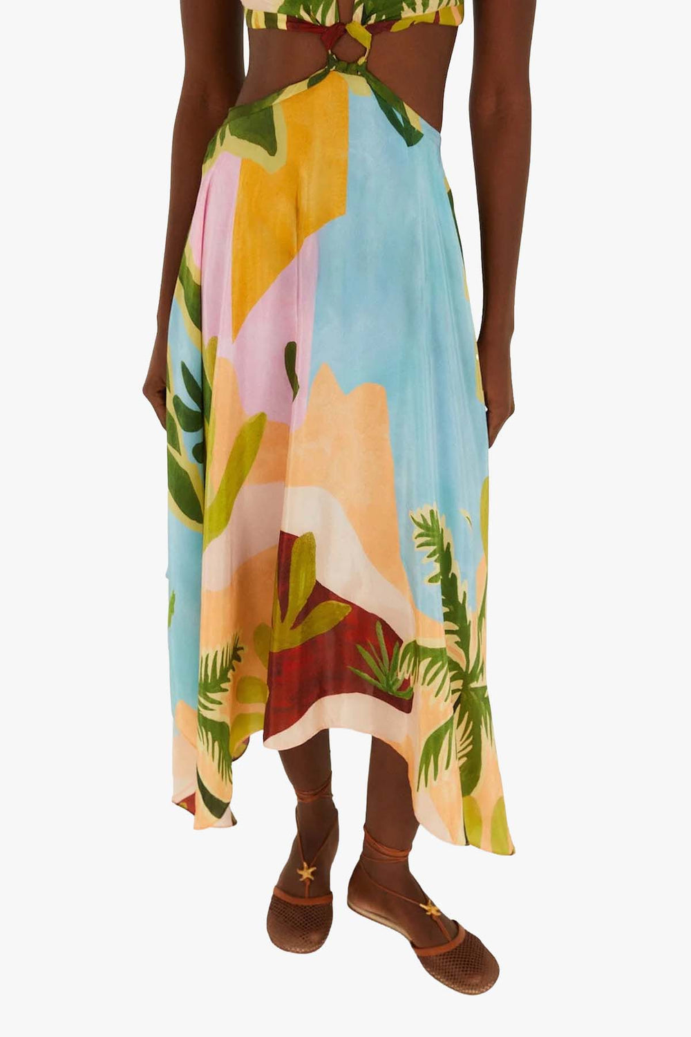 Tropical Painting Multicolor Maxi Dress