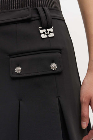 Scuba Neoprene Pleated Mini Skirt