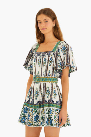 Manoela Off-White Short Sleeves Belt Mini Dress