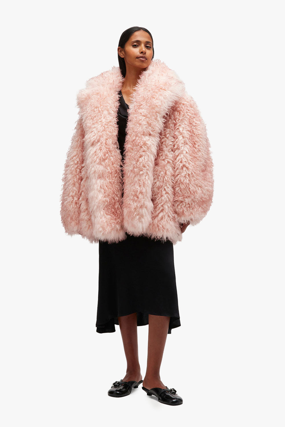 Long Pile Alternative Fur Midi Coat