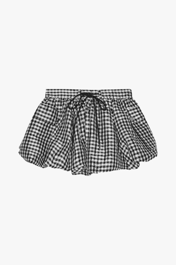 Crinkled Taffeta Check Mini Bubble Skirt