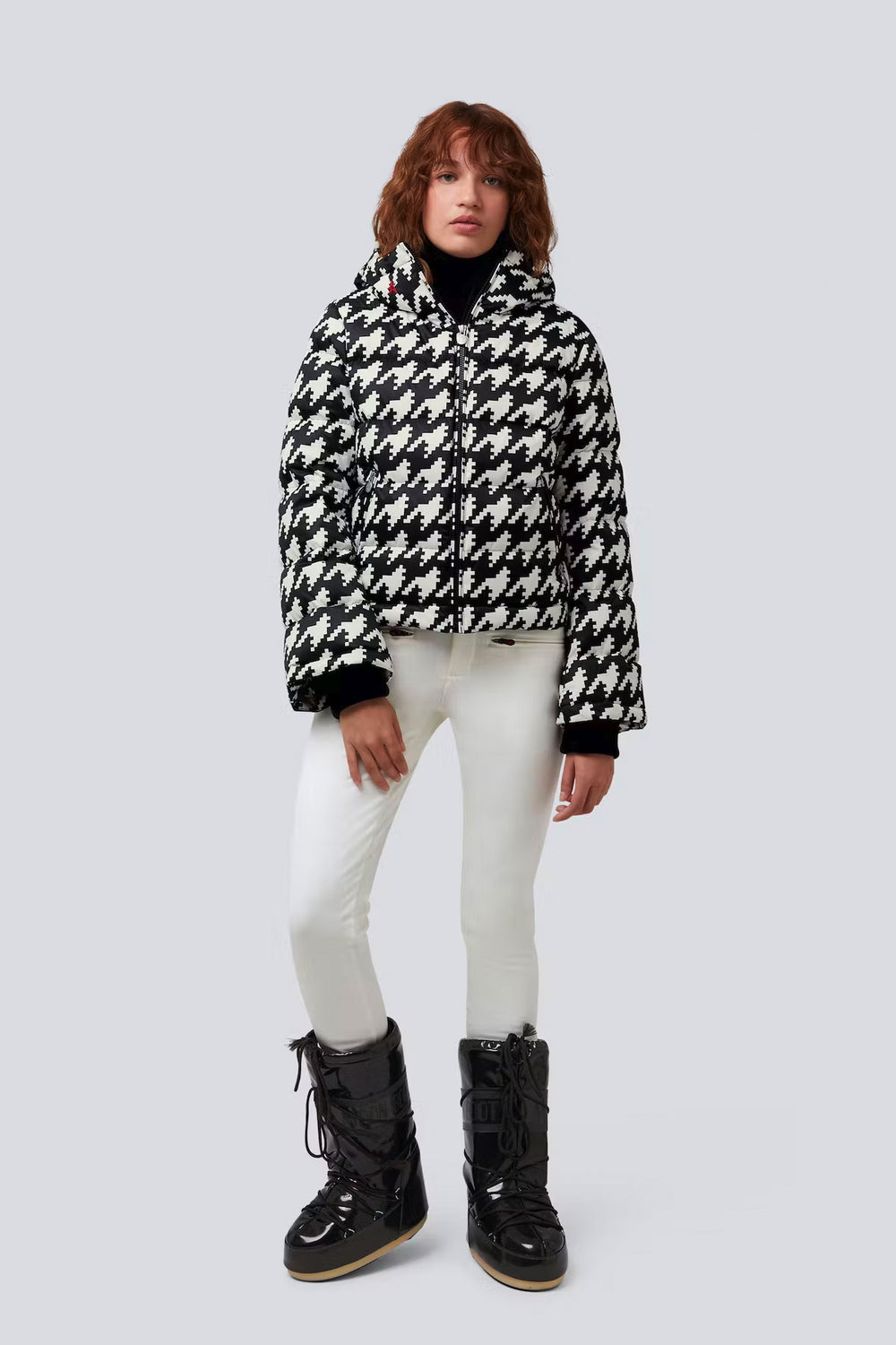 Houndstooth Polar Flare Down Jacket