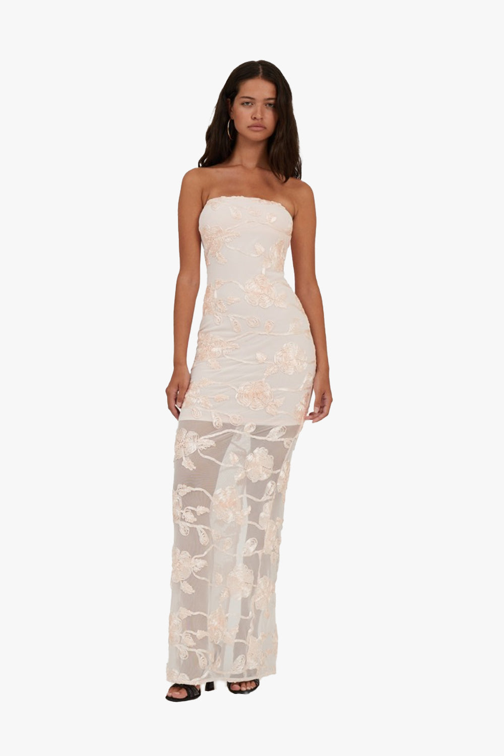 Floral Mesh Tube Dress