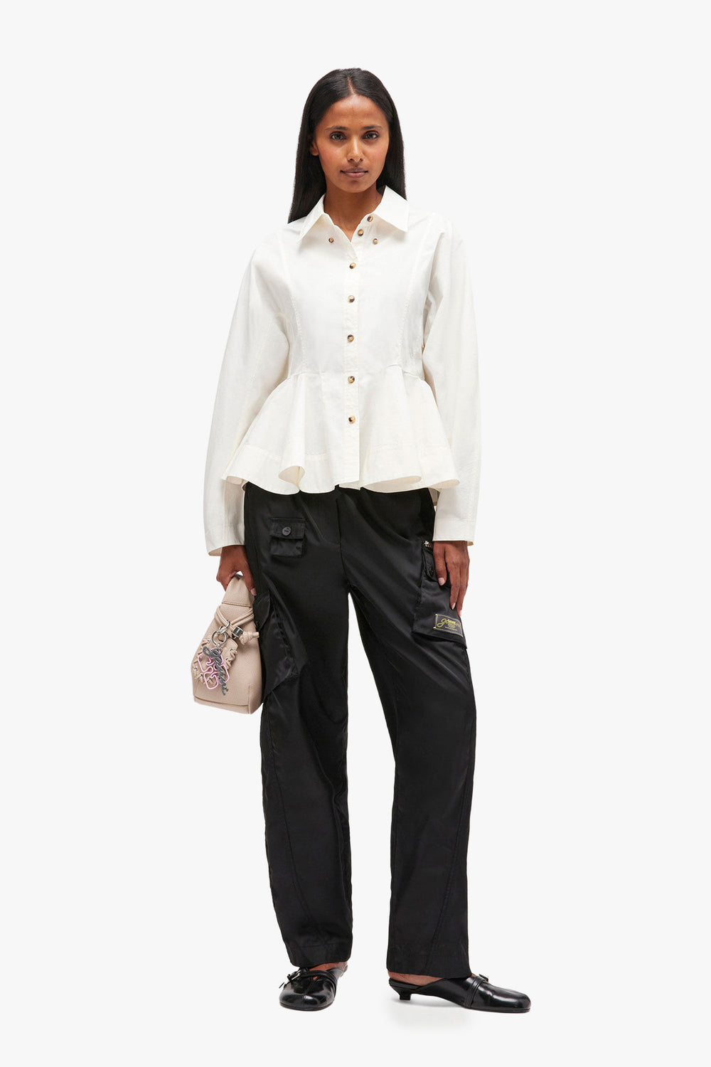 Stretch Cotton Peplum Shirt