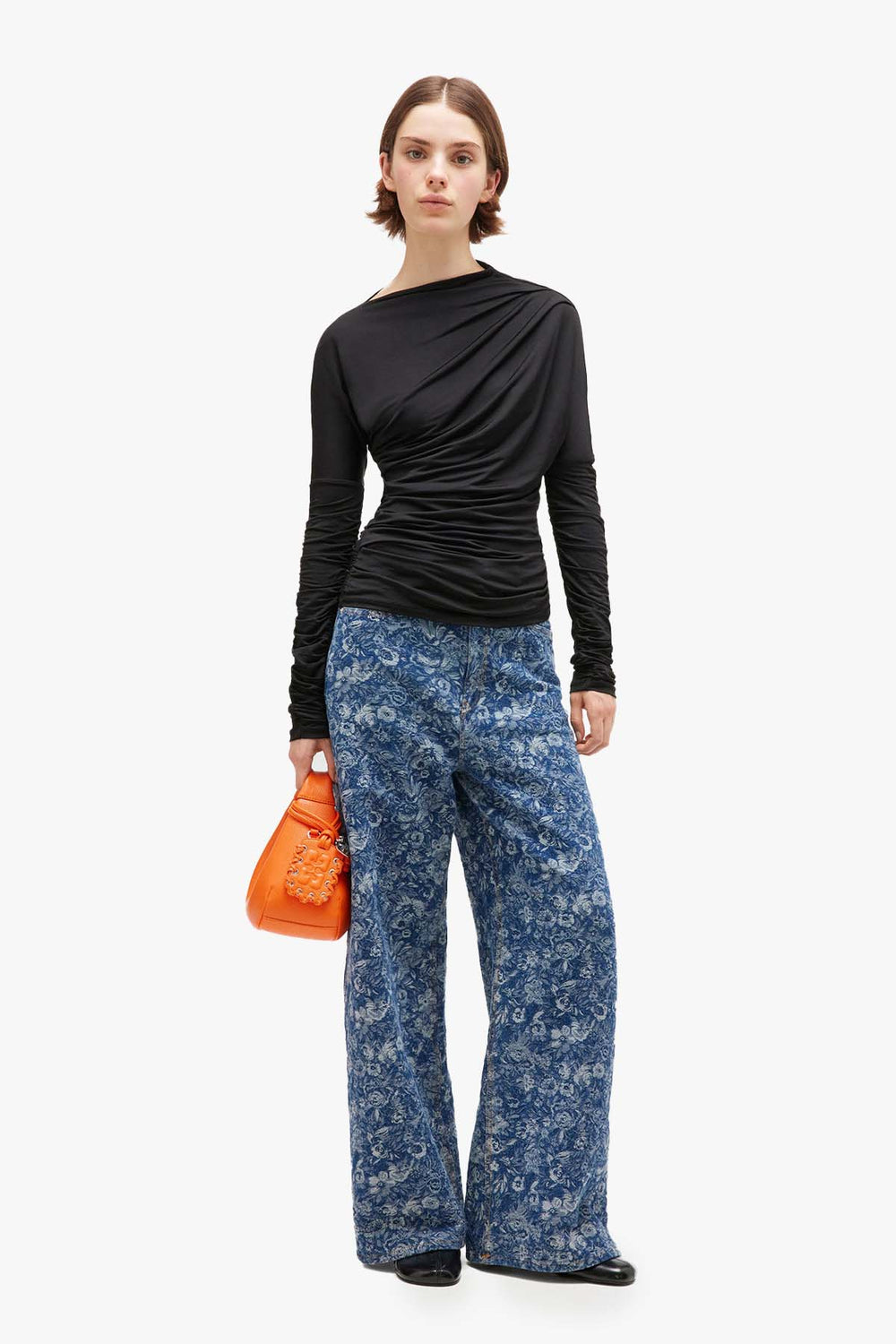 Shiny Jersey Ruched Top