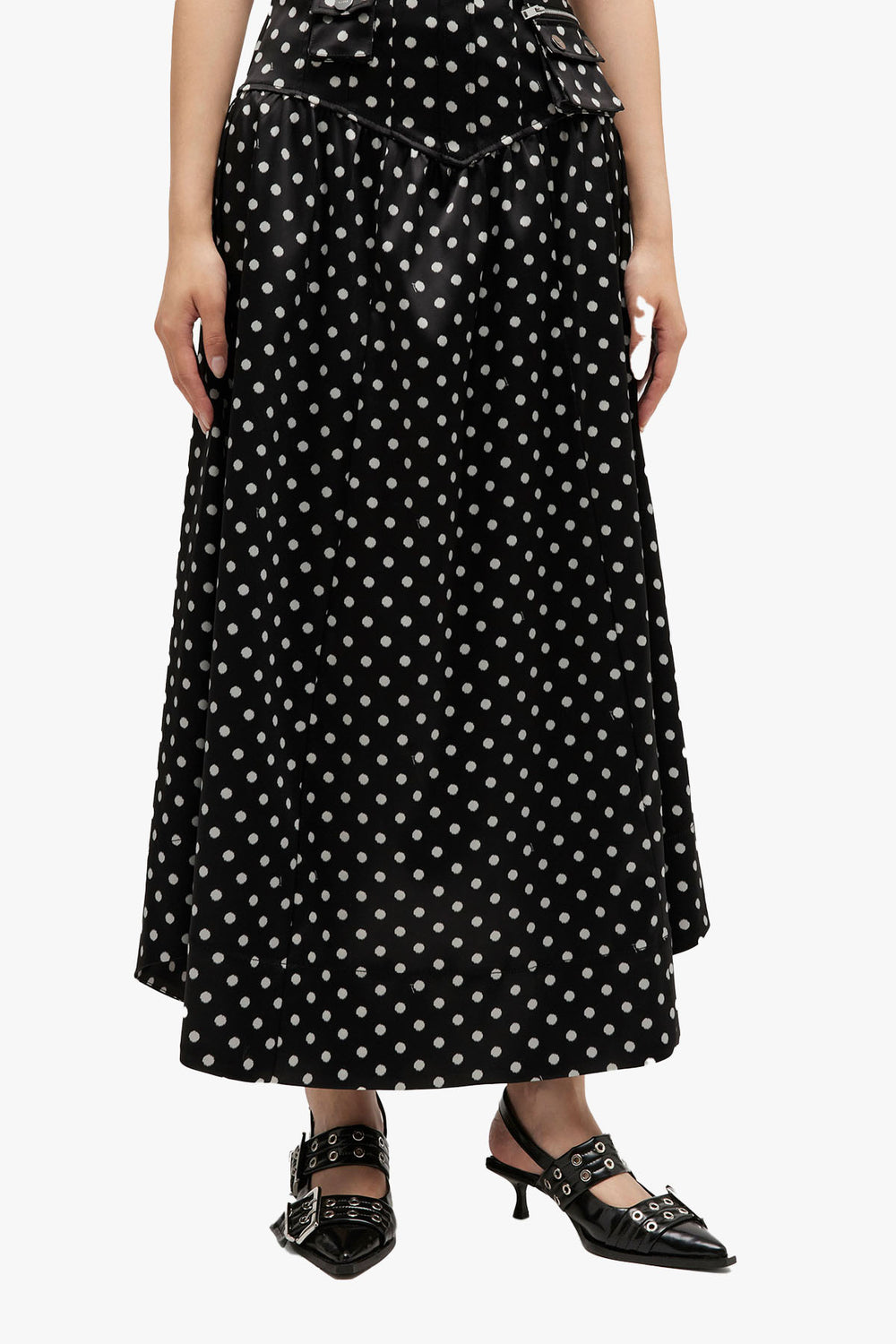 Printed Double Satin Corset Skirt