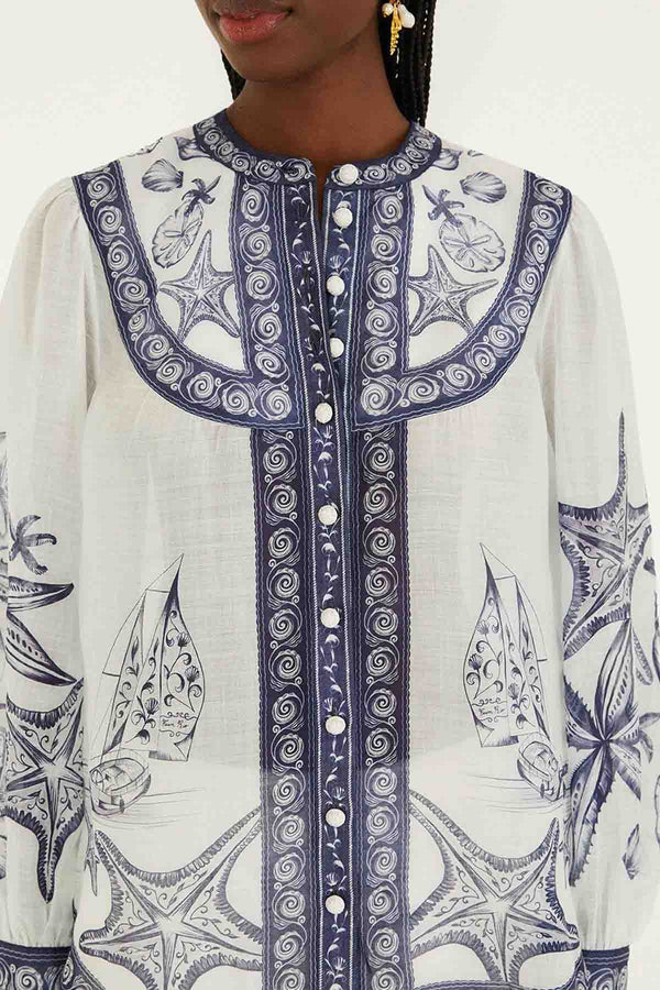 Coast Scarf Off-White Long Sleeve Blouse