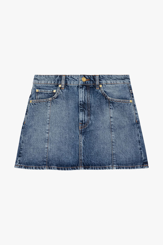 Sparkle Logo Denim Mini Skirt