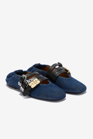 Sue Triple Ballerina Denim Fringed