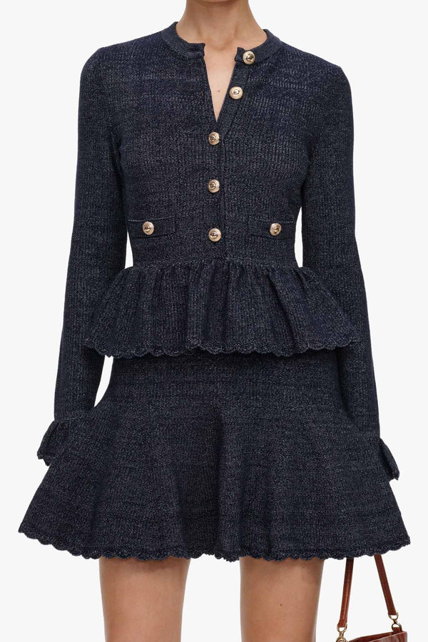Navy Textured Knit Mini Dress