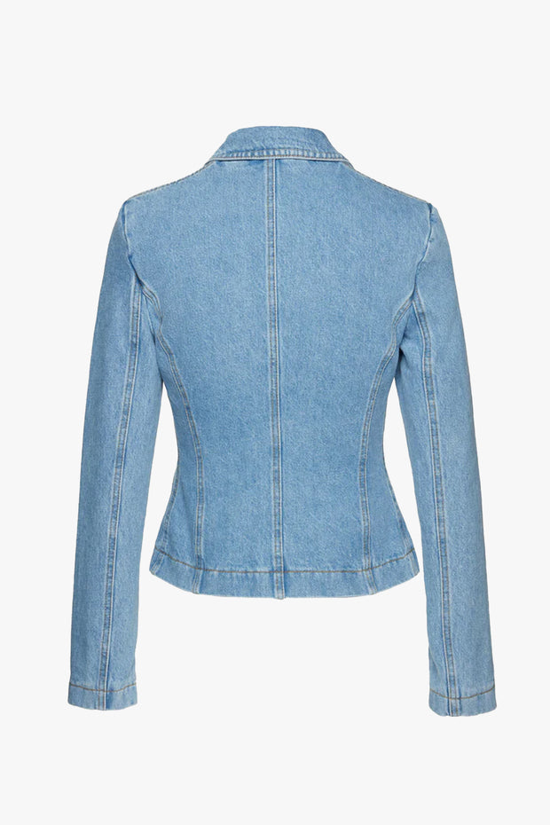 Fitted Denim Peplum Blazer 03