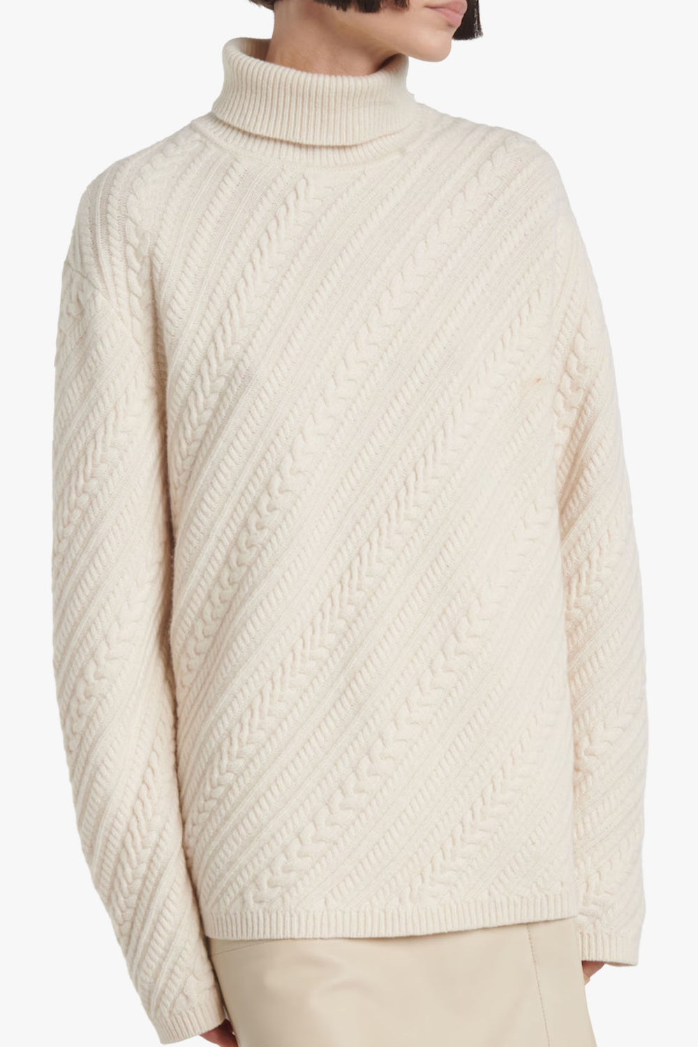 High Neck Long Sleeve Geometric Cable