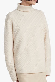 High Neck Long Sleeve Geometric Cable