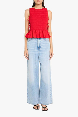 Cotton Poplin Smock Tie String Top