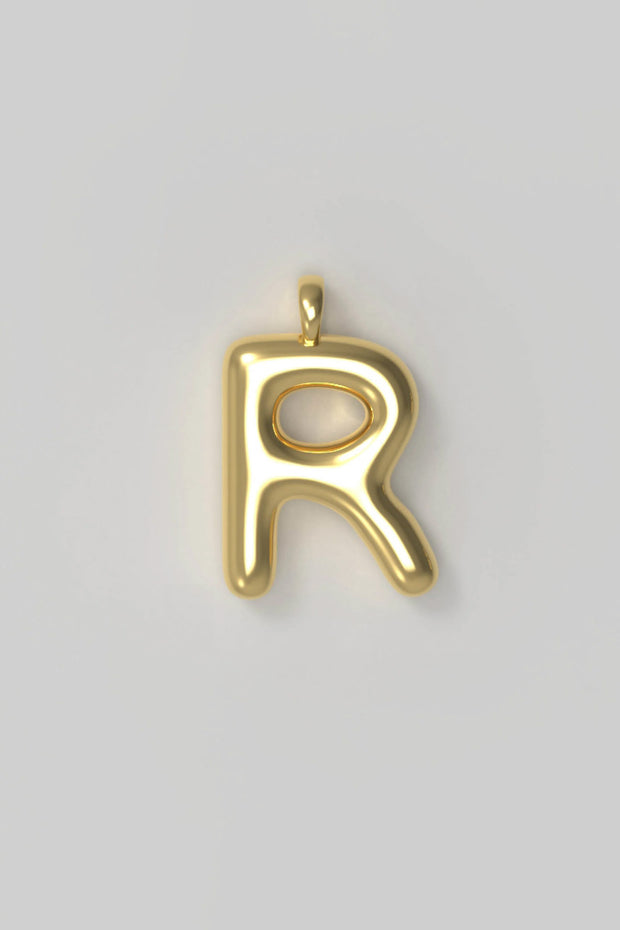 Letter charm Large R - gold plated