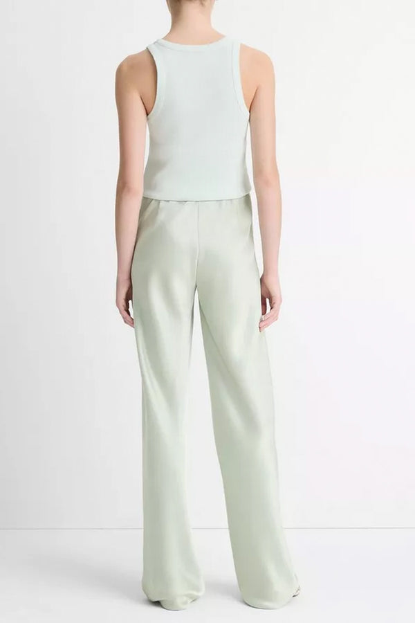 High Waist Fluid Satin Bias Pant