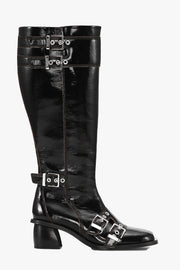 Feminine Buckle High Boot Naplack