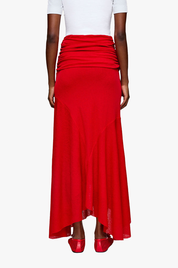 Marl Mesh Draped Long Skirt