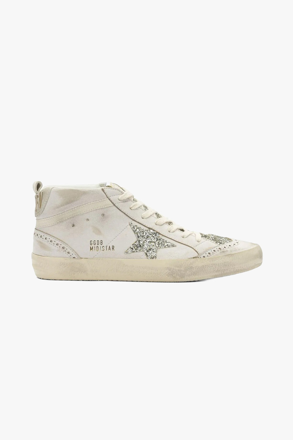 Mid Star Leather Upper And Toe Glitter Toungue And Star Suede Heel