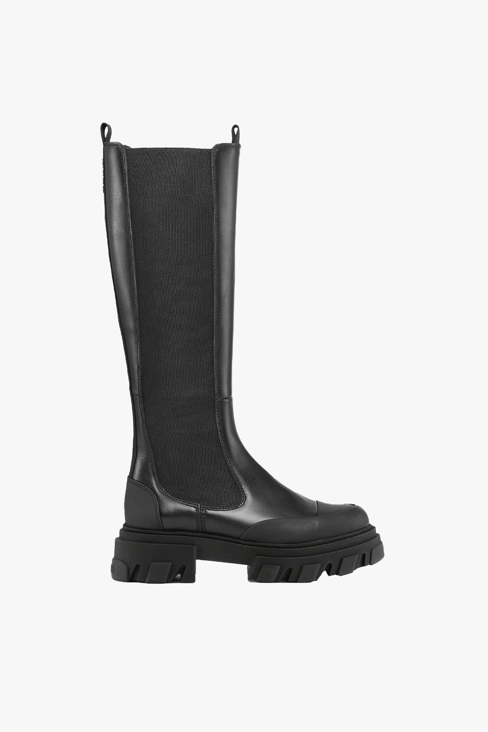 Cleated High Chelsea Boot Black Stitch