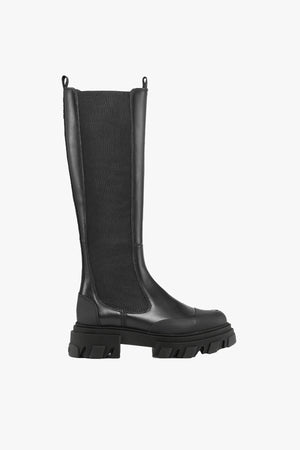 Cleated High Chelsea Boot Black Stitch