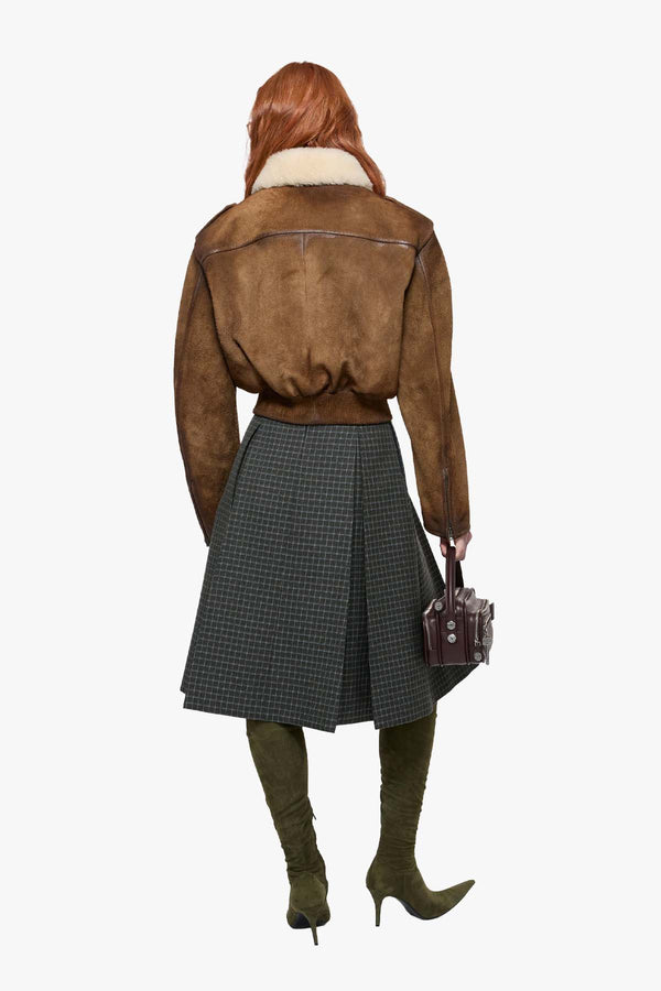 Shearling Collar Leather Bomber