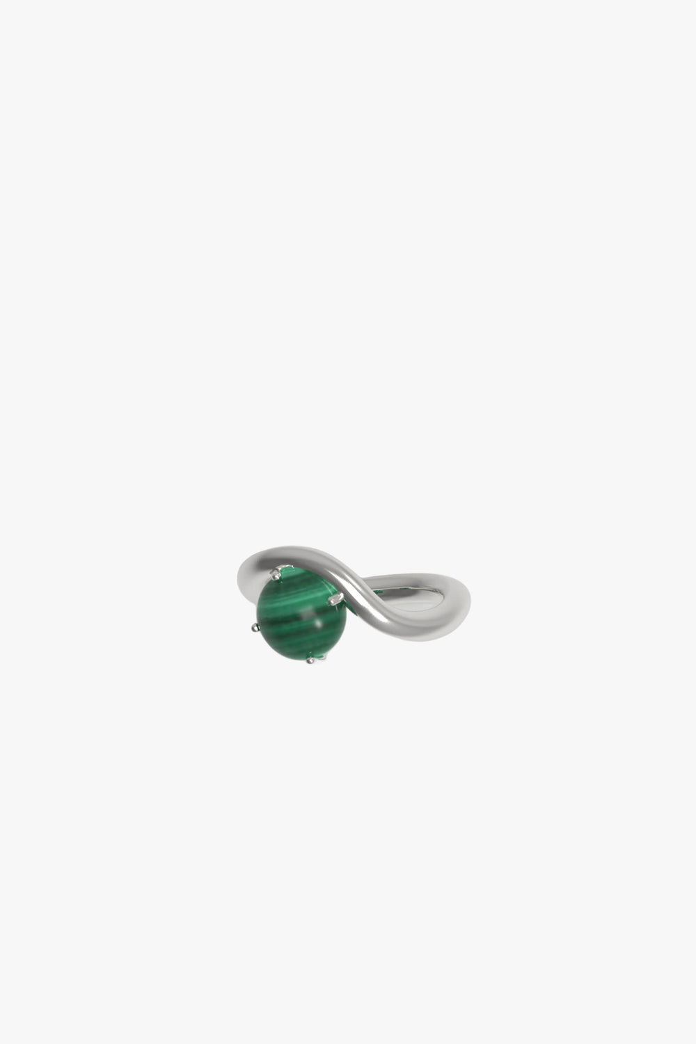 Band Ring In Malachite Silver