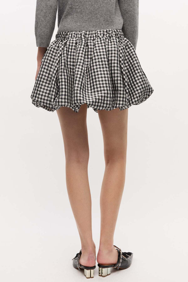 Crinkled Taffeta Check Mini Bubble Skirt