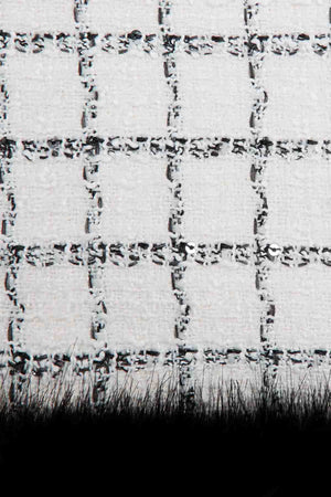 Check boucle fur hem mini skirt